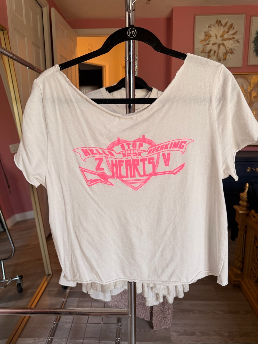 Zadig & Voltaire White Short-Sleeve Tee with Pink Graphic